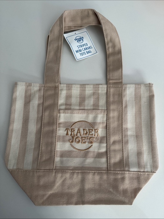 Trader Joe'S Handbags - Trader Joe's Beige Striped Mini Canvas Tote